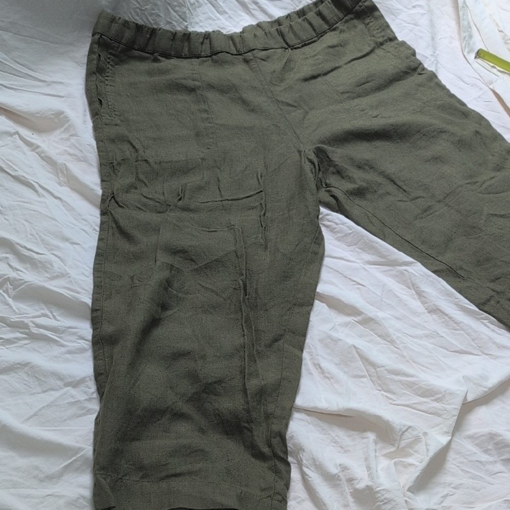 Chico's Khaki Linen Trousers